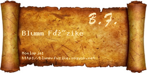 Blumm Füzike névjegykártya